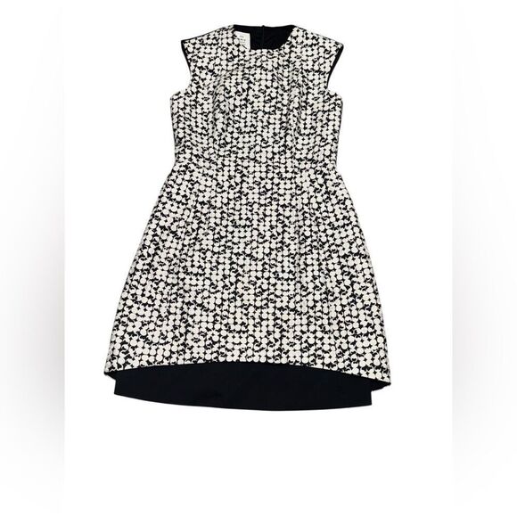 Women’s AKRIS PUNTO black & white textured Geometric 2-Tier mini dress size 8 - Picture 2 of 7